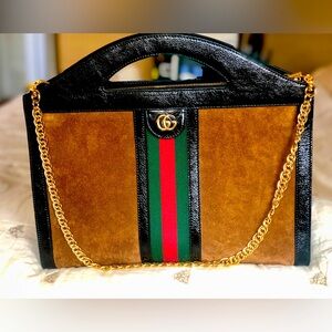 Gucci Suede Patent Ophidia Tote